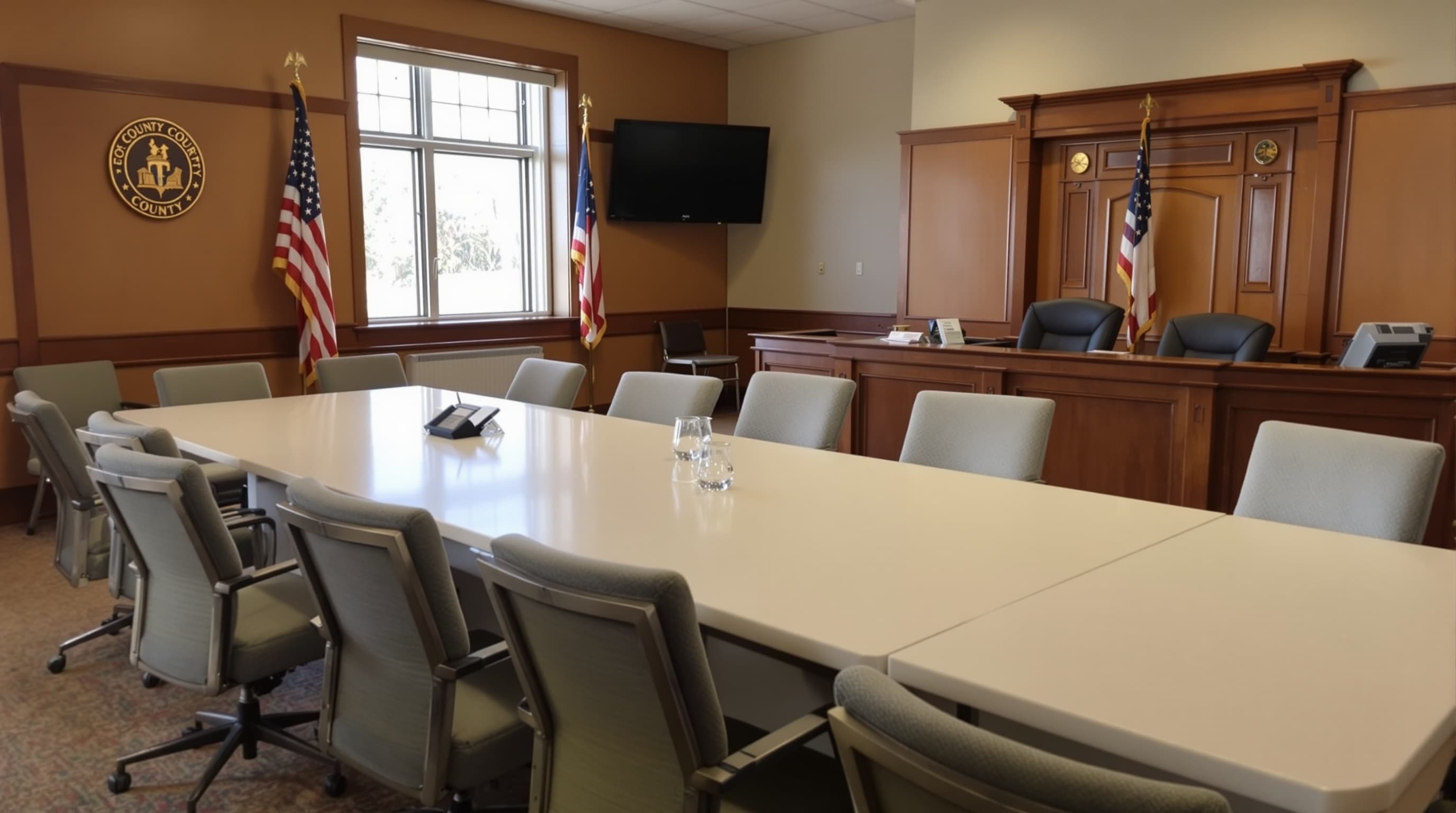 Lee County government office with modular workstations and collaborative zones