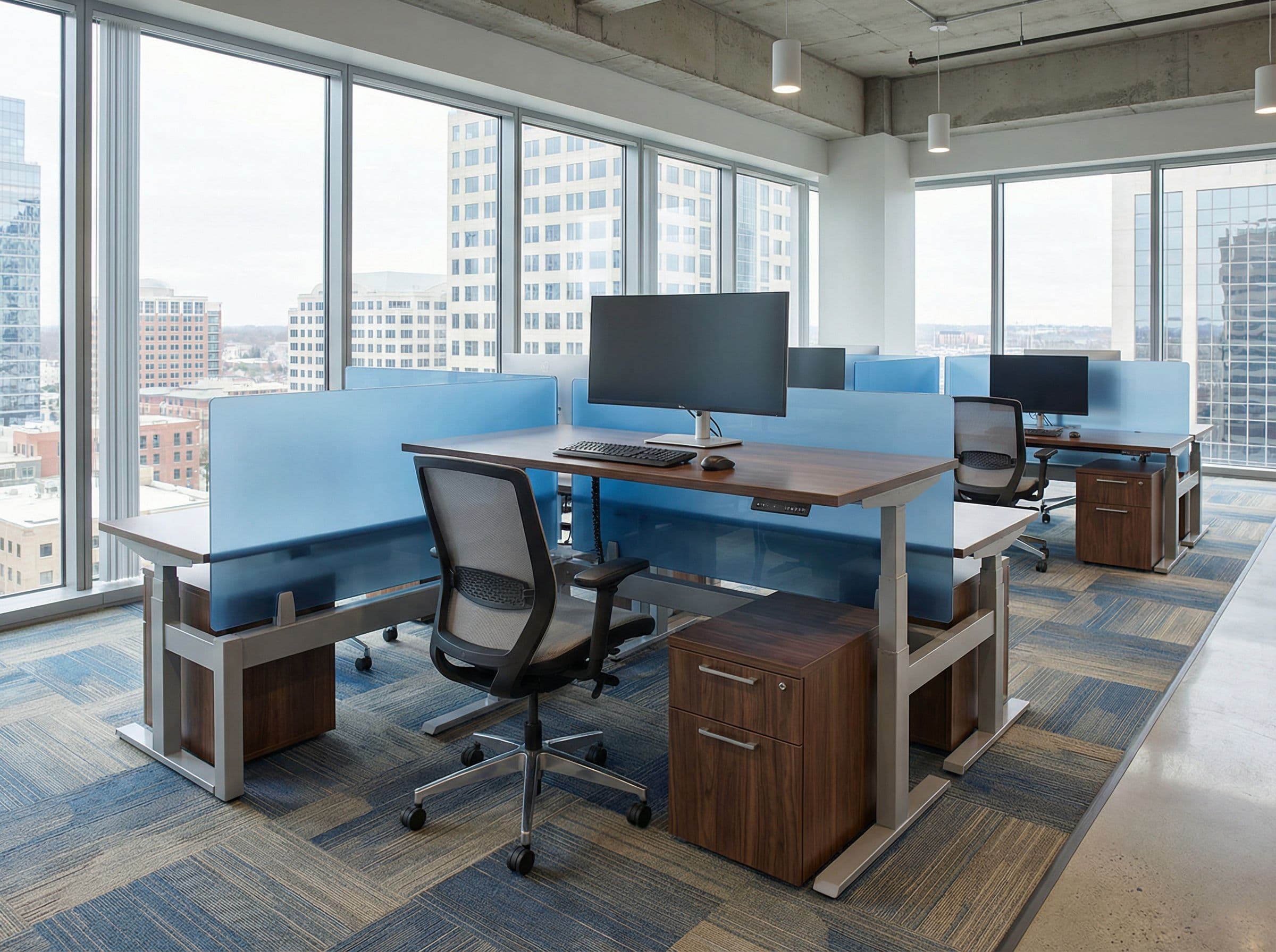 Task chairs and executive seating in an office environment