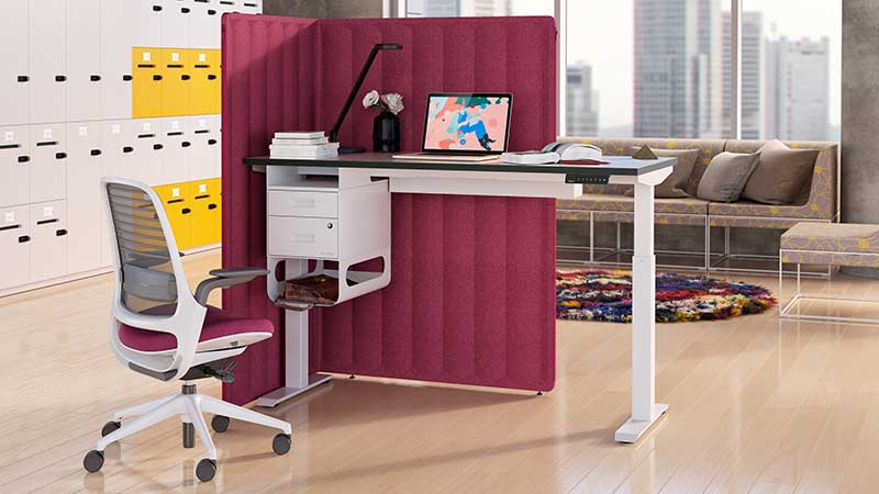 standing desk with underneath storage